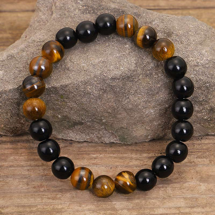 Tibetan Black Onyx Tiger Eye Mala Necklace — product view 5
