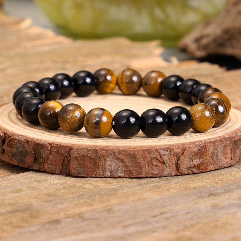 Tibetan Black Onyx Tiger Eye Mala Necklace — product view 6