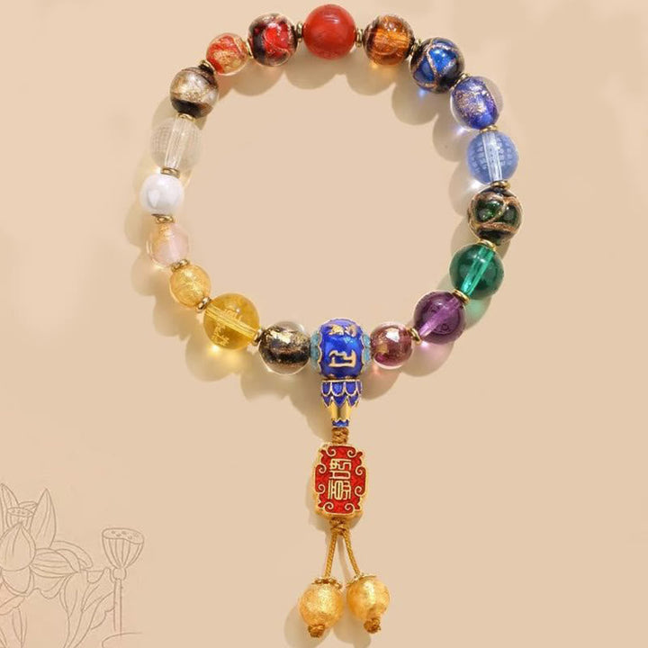Tibetan Colorful Incense Ash Liuli Glass Bead Om Mani Padme Wrist Mala — product view 2