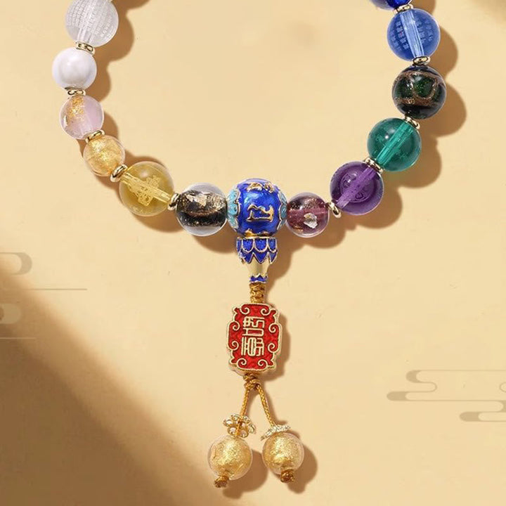 Tibetan Colorful Incense Ash Liuli Glass Bead Om Mani Padme Wrist Mala — product view 3