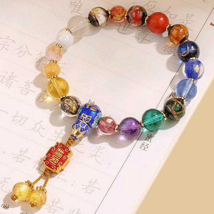 Tibetan Colorful Incense Ash Liuli Glass Bead Om Mani Padme Wrist Mala — product view 4