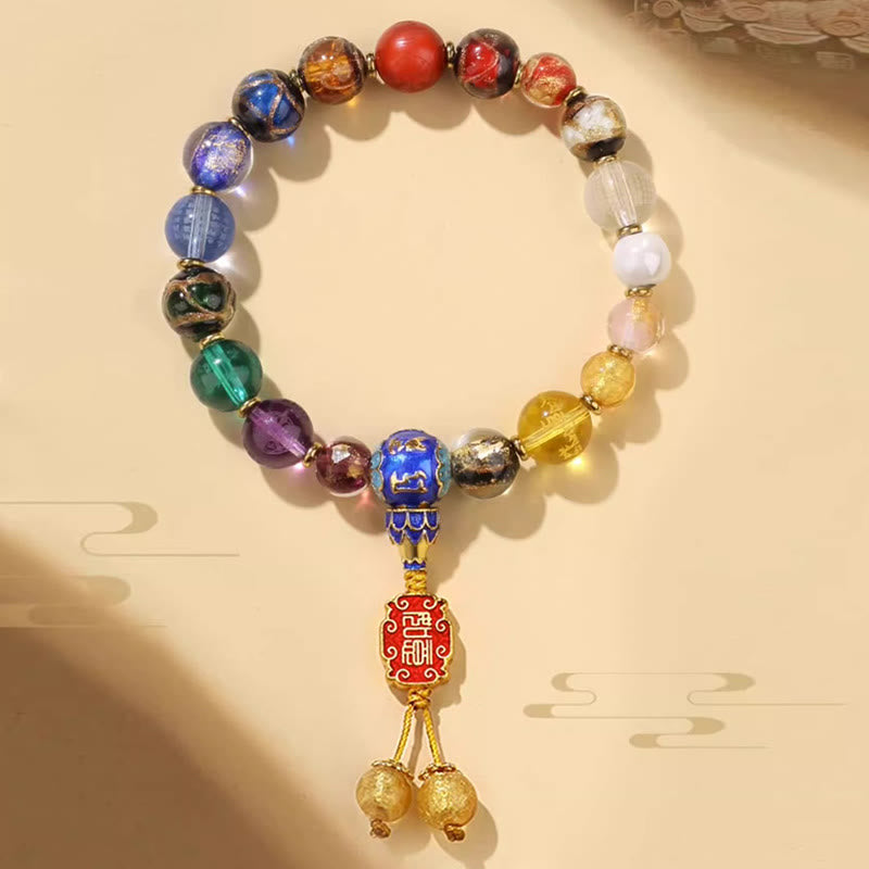 Tibetan Colorful Incense Ash Liuli Glass Bead Om Mani Padme Wrist Mala — product view 5