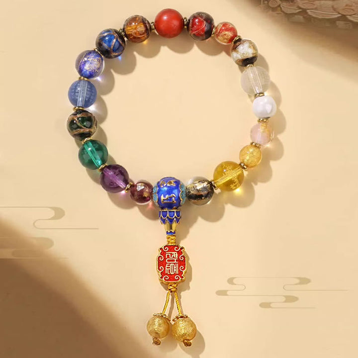 Tibetan Colorful Incense Ash Liuli Glass Bead Om Mani Padme Wrist Mala — product view 5