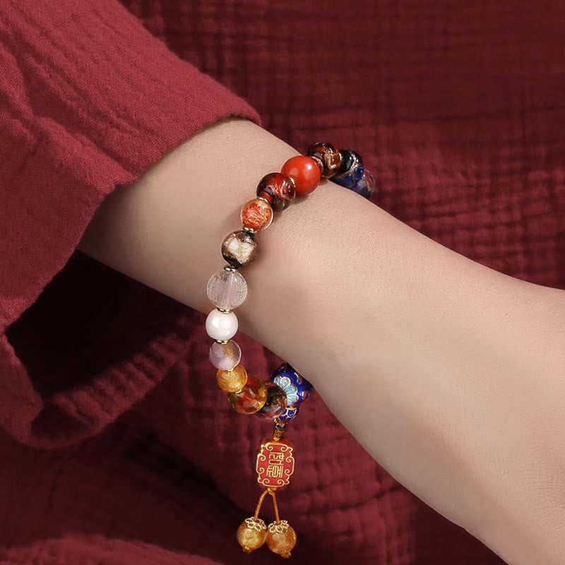 Tibetan Colorful Incense Ash Liuli Glass Bead Om Mani Padme Wrist Mala — product view 6