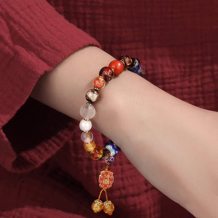 Tibetan Colorful Incense Ash Liuli Glass Bead Om Mani Padme Wrist Mala — product view 6