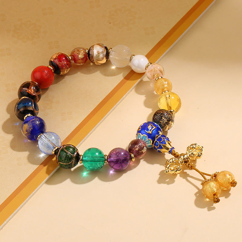 Tibetan Colorful Incense Ash Liuli Glass Bead Om Mani Padme Wrist Mala — product view 10