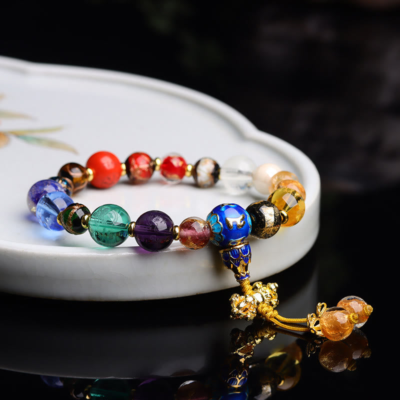 Tibetan Colorful Incense Ash Liuli Glass Bead Om Mani Padme Wrist Mala — product view 11