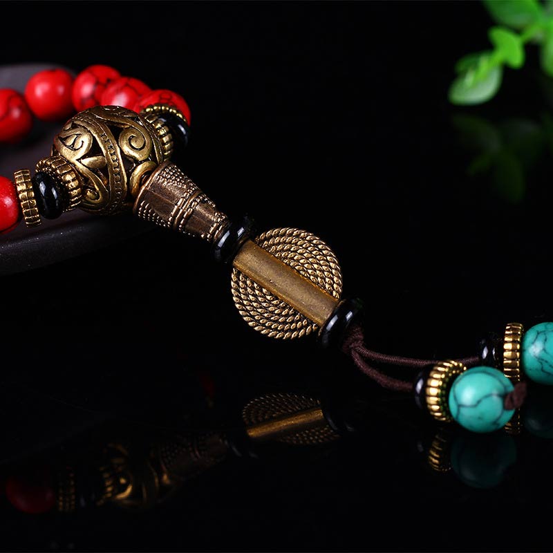 Tibetan Red Turquoise Mala Necklace & Bracelet — product view 9