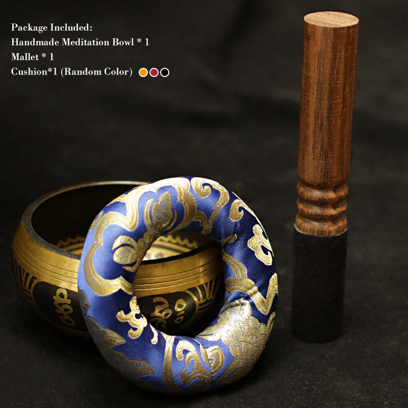 Tibetan Copper Singing Bowl Set with Meditation Design — product view 4
