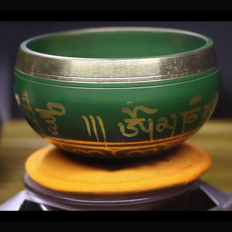 Tibetan Copper Singing Bowl Set with Meditation Design — product view 6