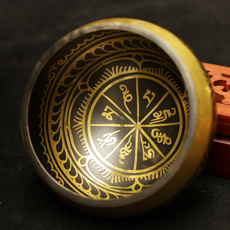 Tibetan Copper Singing Bowl Set with Meditation Design — product view 7