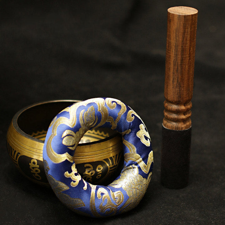 Tibetan Copper Singing Bowl Set with Meditation Design — product view 9