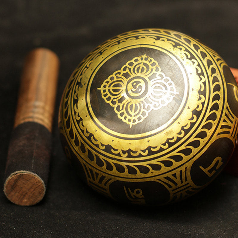 Tibetan Copper Singing Bowl Set with Meditation Design — product view 11