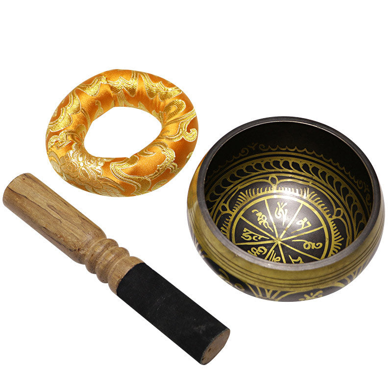 Tibetan Copper Singing Bowl Set with Meditation Design — product view 14