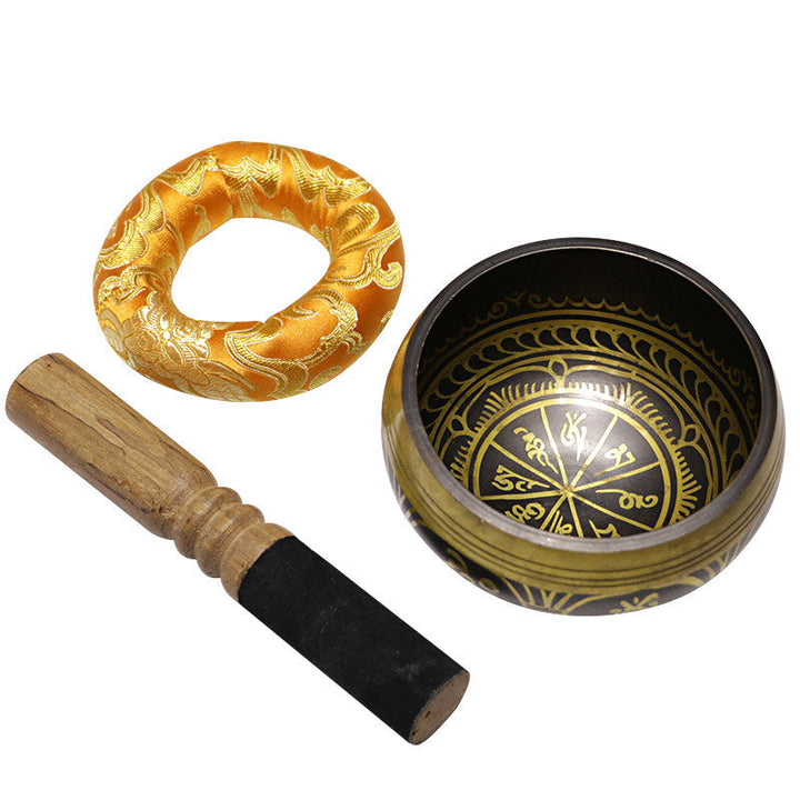 Tibetan Copper Singing Bowl Set with Meditation Design — product view 14