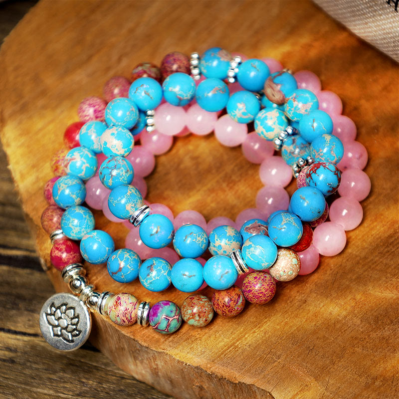 Tibetan Purple Miano Real Bead Lotus Mala — main product view