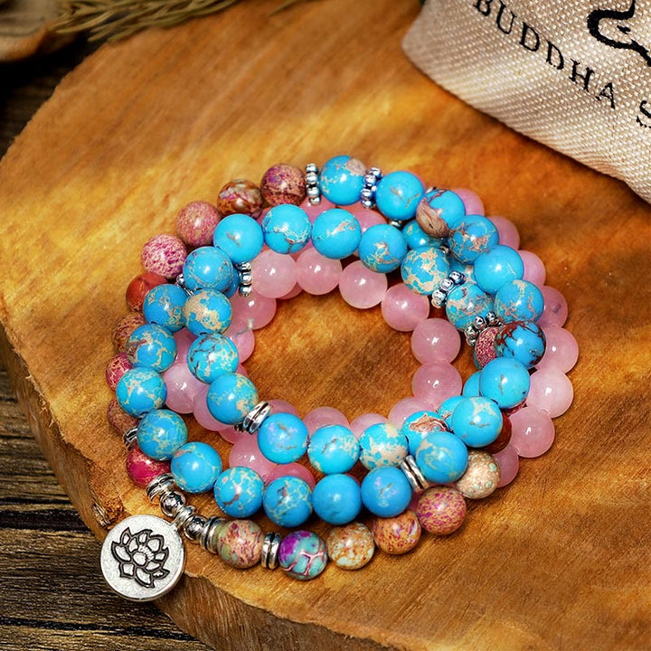 Tibetan Purple Miano Real Bead Lotus Mala — product view 4