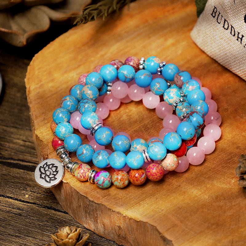 Tibetan Purple Miano Real Bead Lotus Mala — product view 7