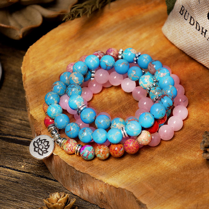 Tibetan Purple Miano Real Bead Lotus Mala — product view 7