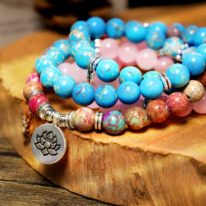 Tibetan Purple Miano Real Bead Lotus Mala — product view 8