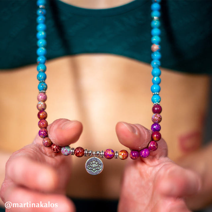 Tibetan Purple Miano Real Bead Lotus Mala — product view 9