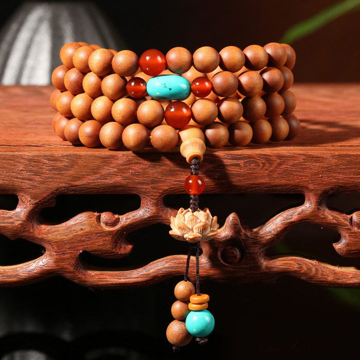 Tibetan Sandalwood Lotus Mala Bracelet — main product view