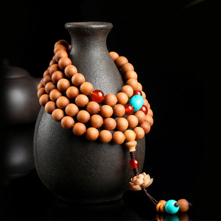 Tibetan Sandalwood Lotus Mala Bracelet — product view 2