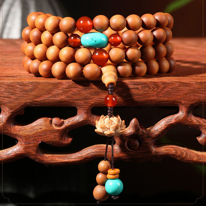 Tibetan Sandalwood Lotus Mala Bracelet — product view 4