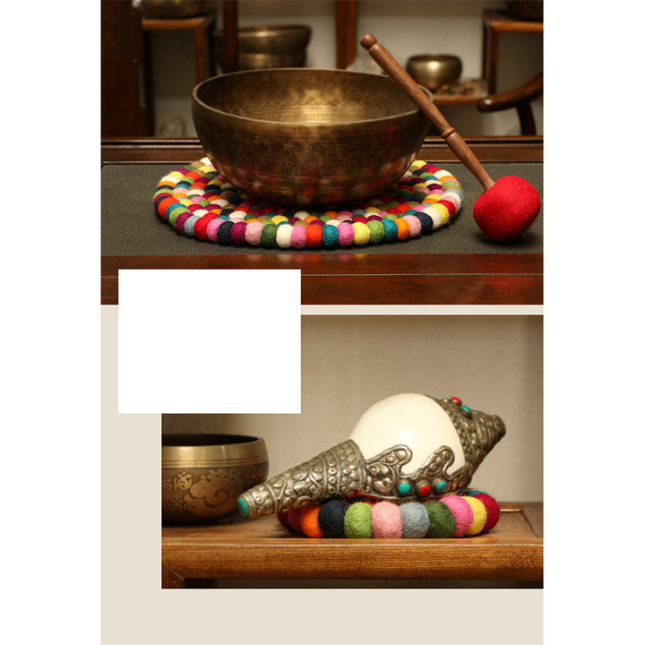 Tibetan Felted Wool Singing Bowl Cushion — product view 9