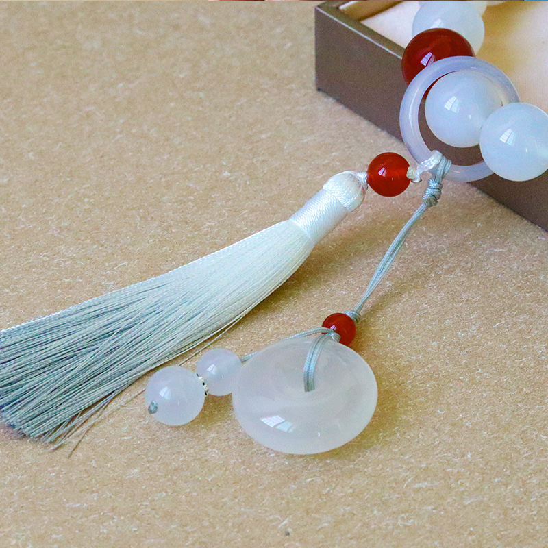 White Agate Red Agate Wrist Mala — product view 8