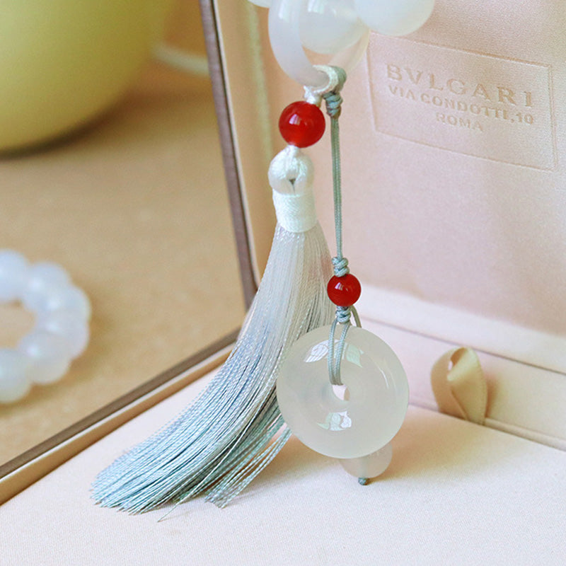 White Agate Red Agate Wrist Mala — product view 9