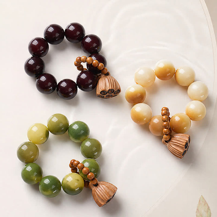 White Bodhi Seed Lotus Pod Beads Tactile Meditation Beads — main product view