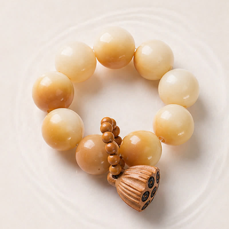 White Bodhi Seed Lotus Pod Beads Tactile Meditation Beads — product view 4