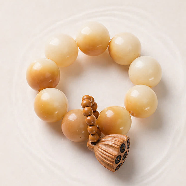 White Bodhi Seed Lotus Pod Beads Tactile Meditation Beads — product view 4