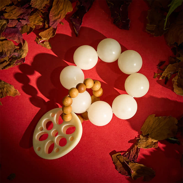 White Bodhi Seed Lotus Root Pendant Beads Tactile Meditation Beads — product view 3