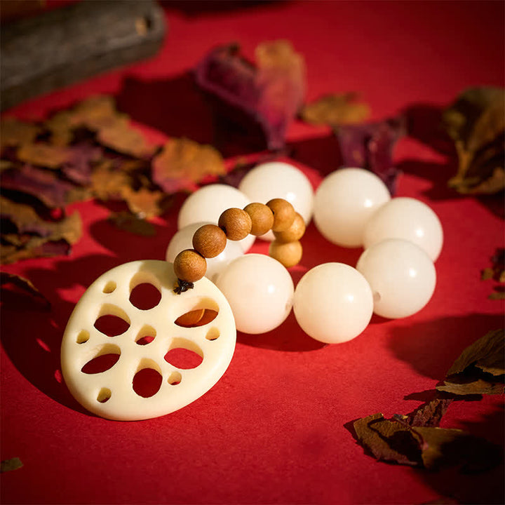 White Bodhi Seed Lotus Root Pendant Beads Tactile Meditation Beads — product view 4