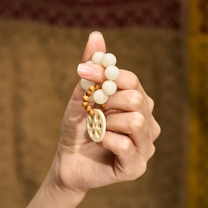 White Bodhi Seed Lotus Root Pendant Beads Tactile Meditation Beads — product view 5