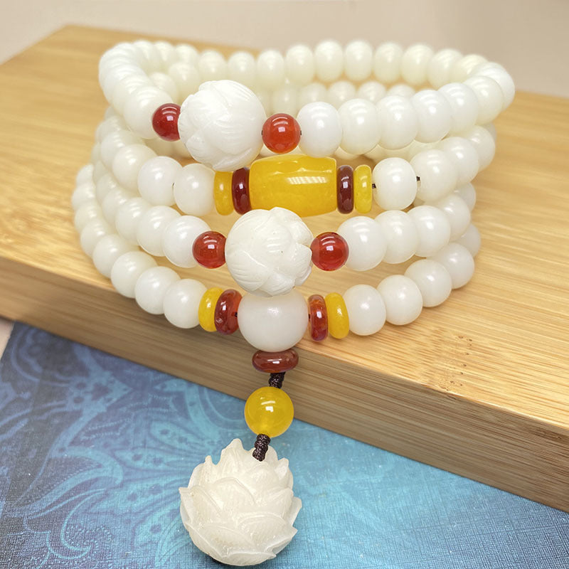 Lotus Bodhi Seed 108-Bead Mala Bracelet — main product view